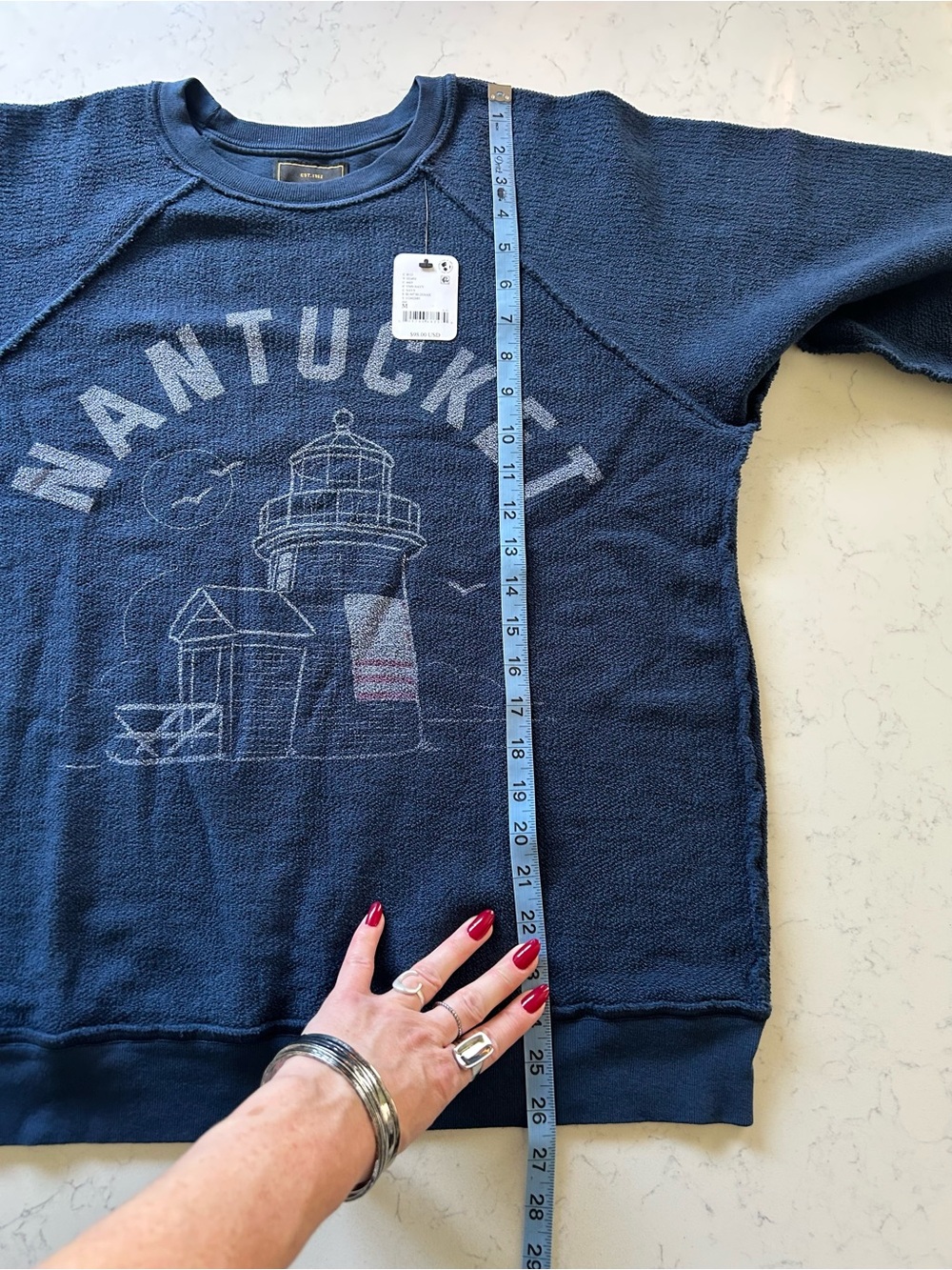 NWT Free People X Retro Brand Nantucket Crewneck in Navy Size Medium - Picture 13 of 16